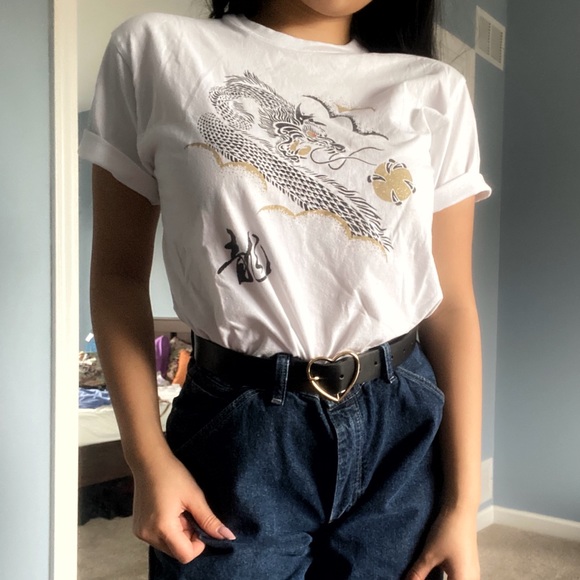 Tops - Japanese dragon white t shirt